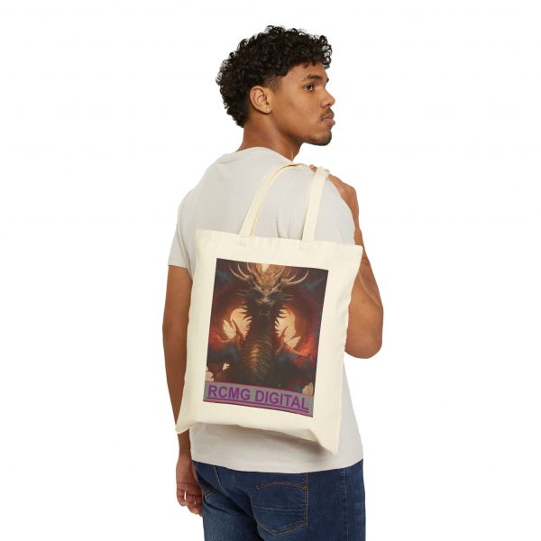 Artistic Animal Canvas Tote Bag, Eco-Friendly Shopping Bag, Lion and Dragon Designs, RCMC Digital Merchandise, Gift for Nature Lovers