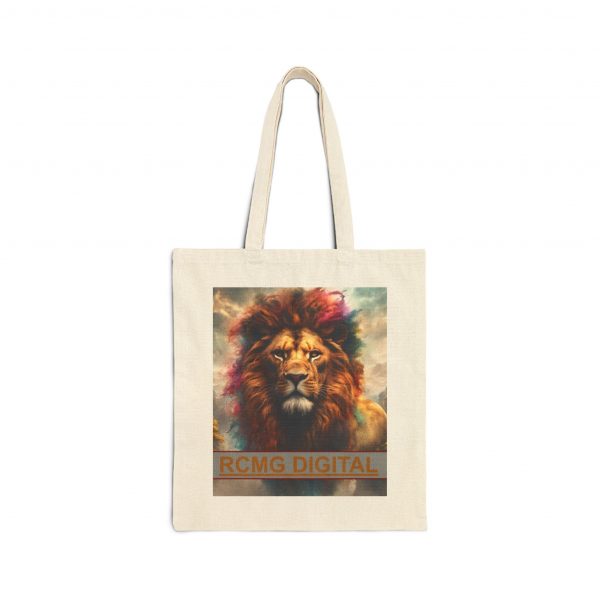 Artistic Animal Canvas Tote Bag, Eco-Friendly Shopping Bag, Lion and Dragon Designs, RCMC Digital Merchandise, Gift for Nature Lovers