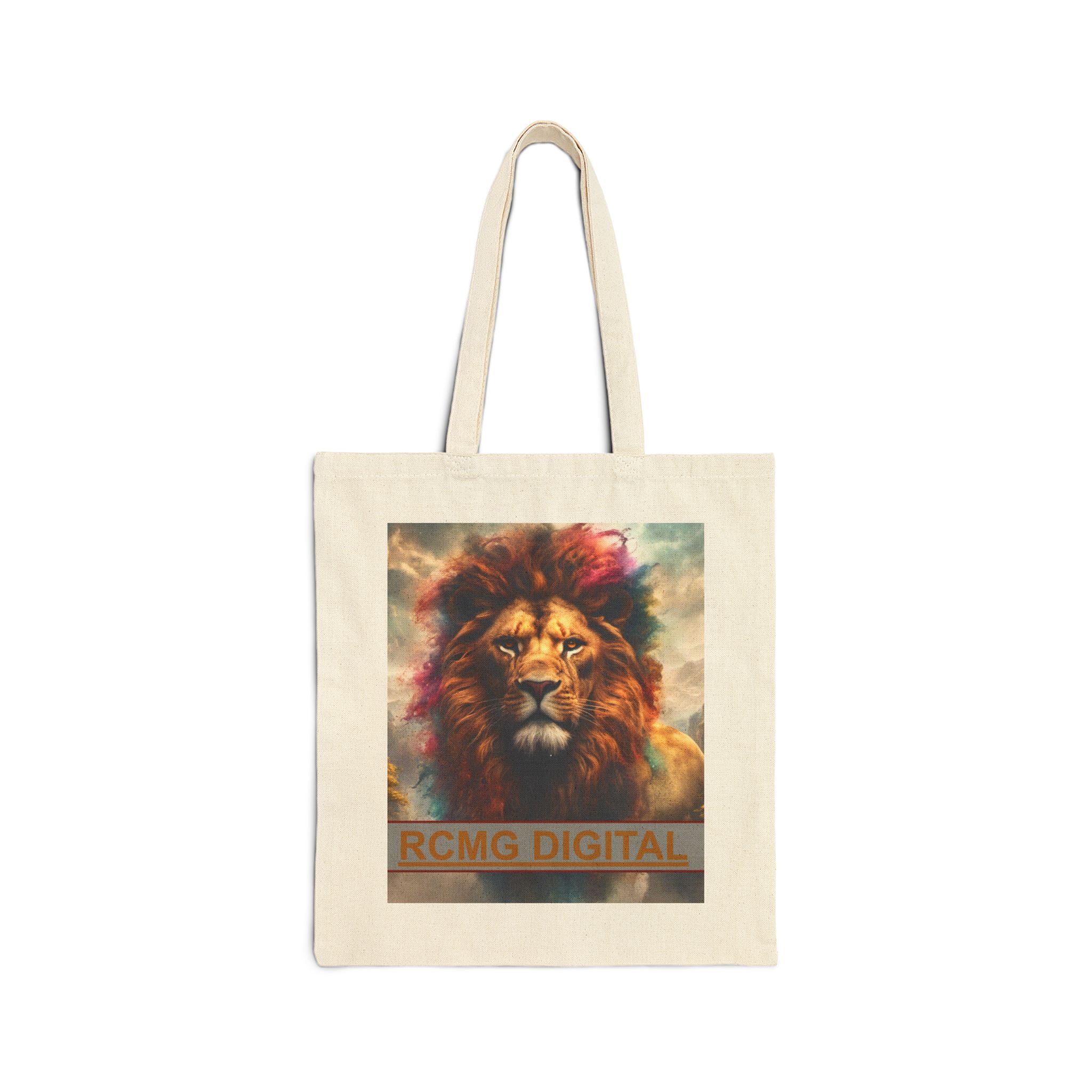 Artistic Animal Canvas Tote Bag, Eco-Friendly Shopping Bag, Lion and Dragon Designs, RCMC Digital Merchandise, Gift for Nature Lovers - Image 1