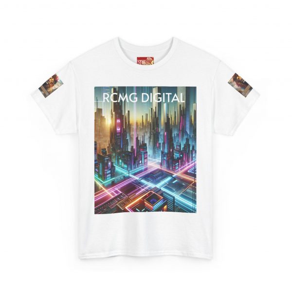 Vibrant Cityscape Art Tee | RCMG Digital Unisex T-Shirt for Tech Lovers, Graphic Tee, Streetwear, Gifts, Summer Fashion