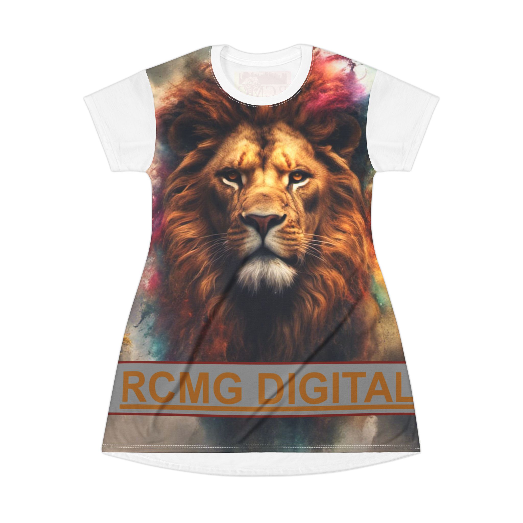 Majestic Lion T-Shirt Dress | Vibrant Art for Nature Lovers & Free Spirits - Image 1