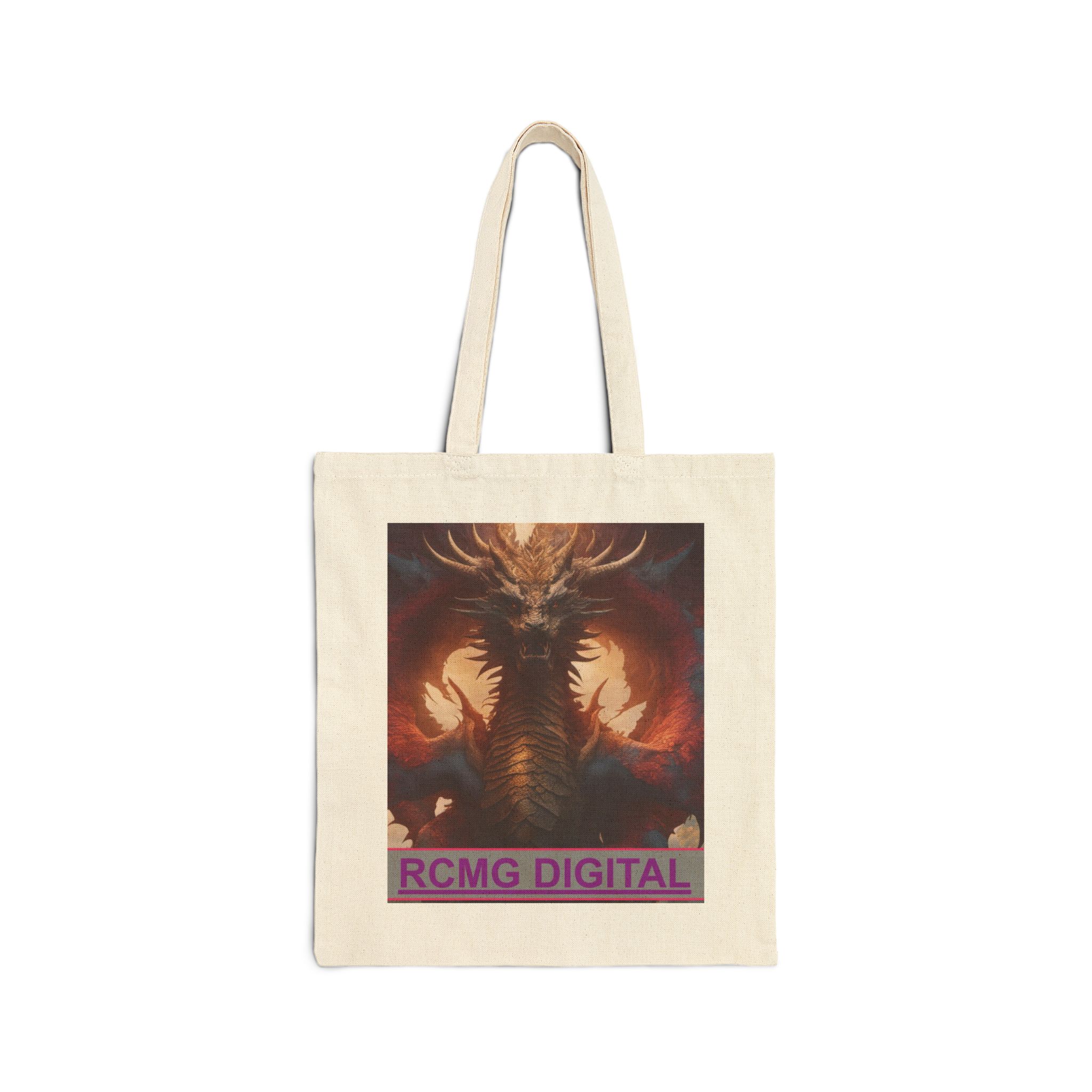 Artistic Animal Canvas Tote Bag, Eco-Friendly Shopping Bag, Lion and Dragon Designs, RCMC Digital Merchandise, Gift for Nature Lovers - Image 2