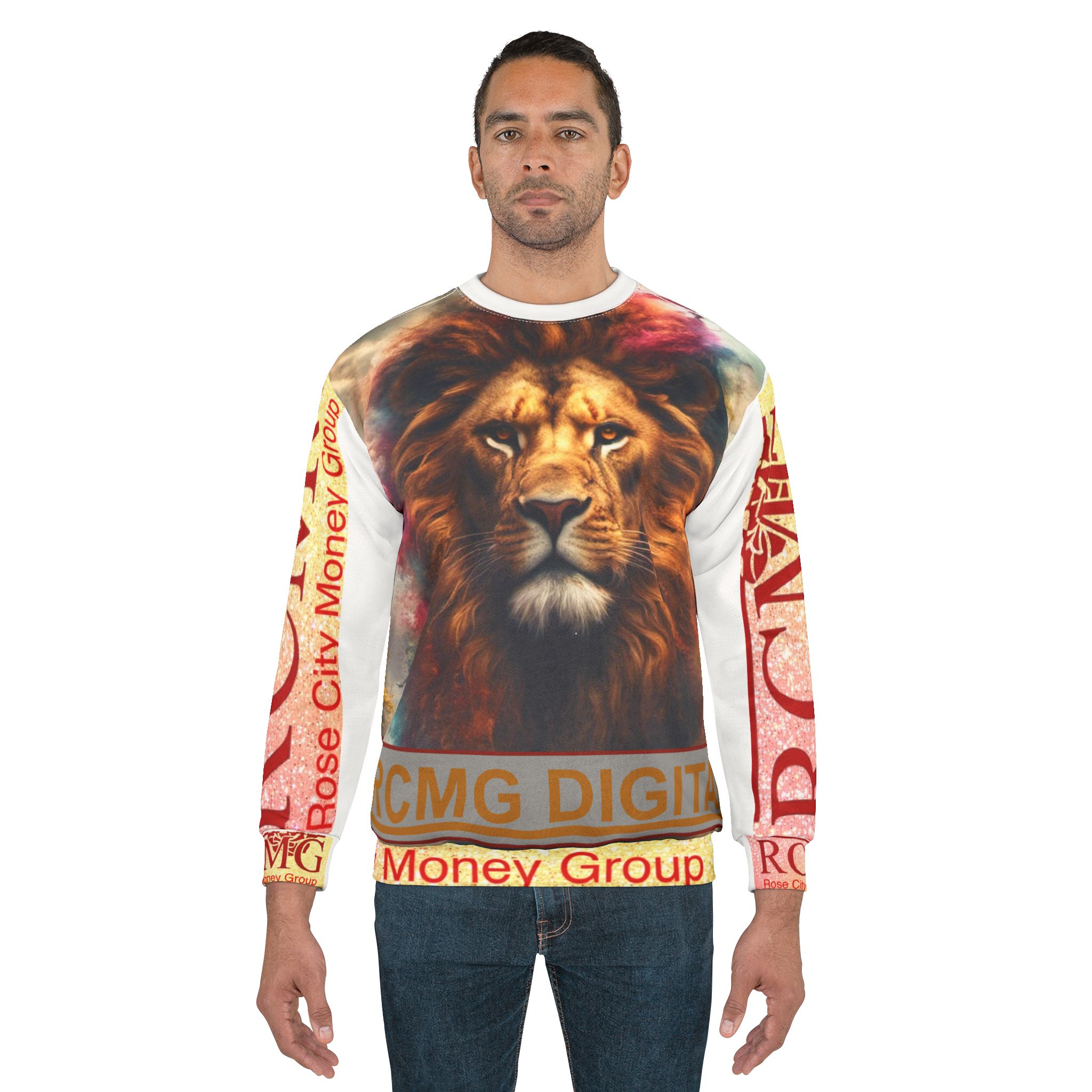 Majestic Lion Unisex Sweatshirt, Colorful Animal Sweatshirt, Unique Gift for Animal Lovers, Statement Crewneck, Cozy Fashion - Image 3