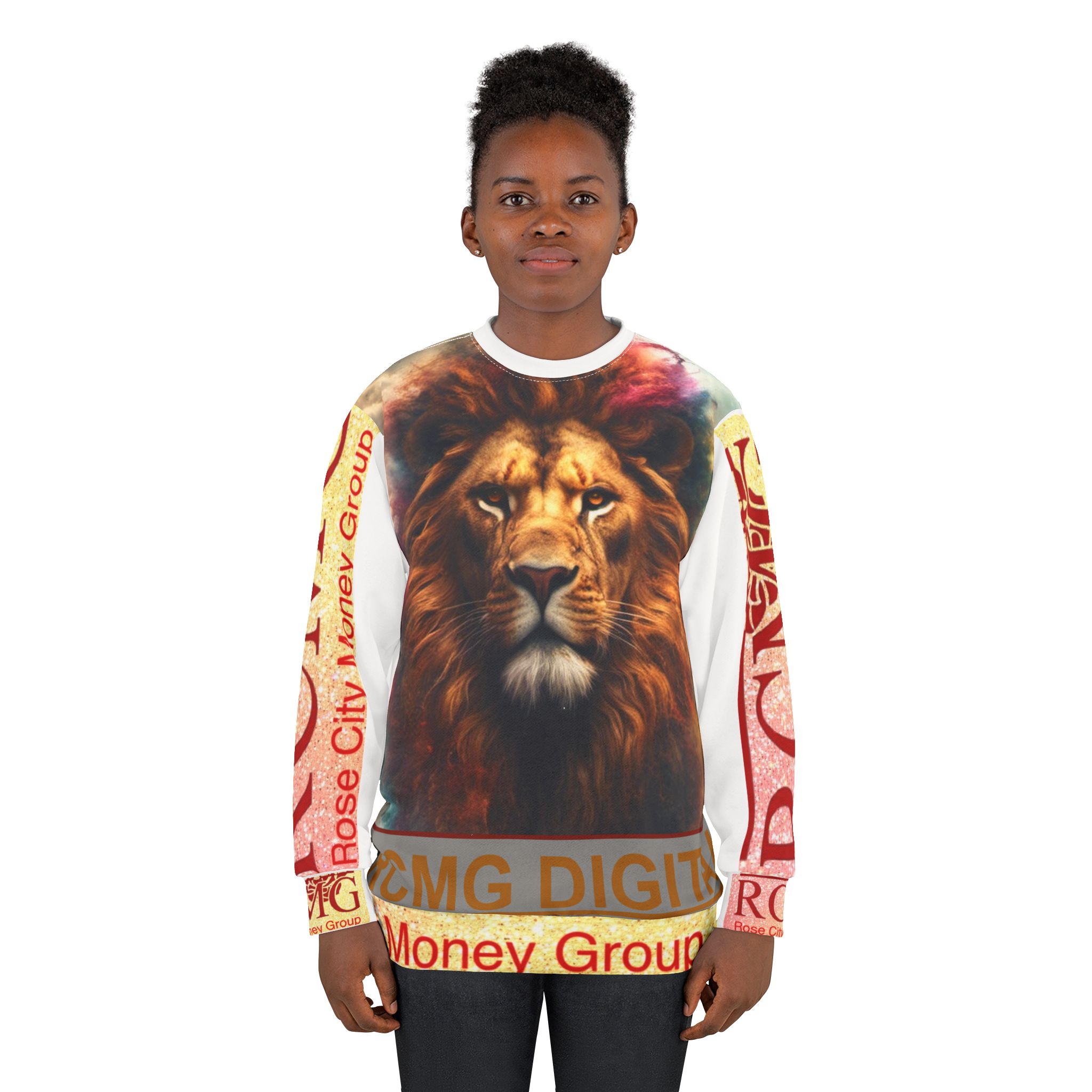 Majestic Lion Unisex Sweatshirt, Colorful Animal Sweatshirt, Unique Gift for Animal Lovers, Statement Crewneck, Cozy Fashion - Image 4