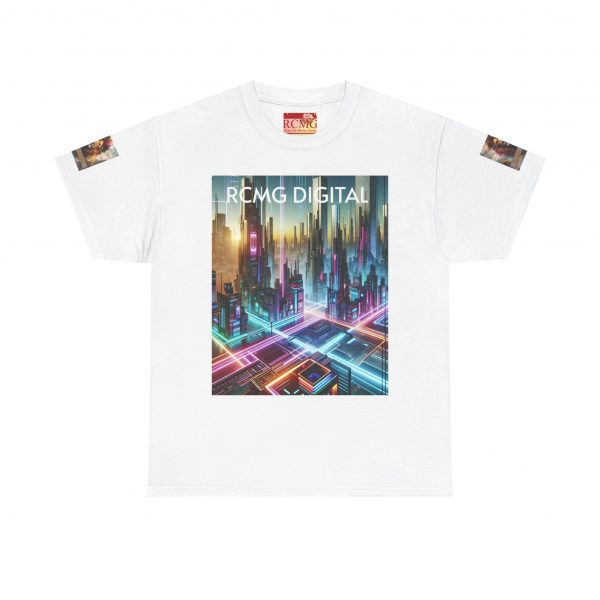 Vibrant Cityscape Art Tee | RCMG Digital Unisex T-Shirt for Tech Lovers, Graphic Tee, Streetwear, Gifts, Summer Fashion