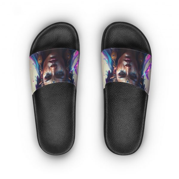 Artistic Women's Slide Sandals, Slip-On Fashion Sandals, Unique Summer Footwear, Stylish Beach Slides, Boho Chic Sandals