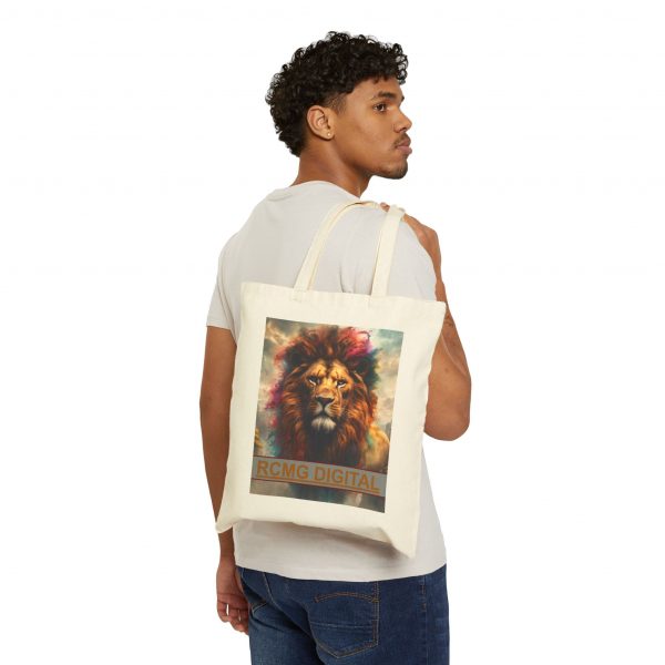 Artistic Animal Canvas Tote Bag, Eco-Friendly Shopping Bag, Lion and Dragon Designs, RCMC Digital Merchandise, Gift for Nature Lovers