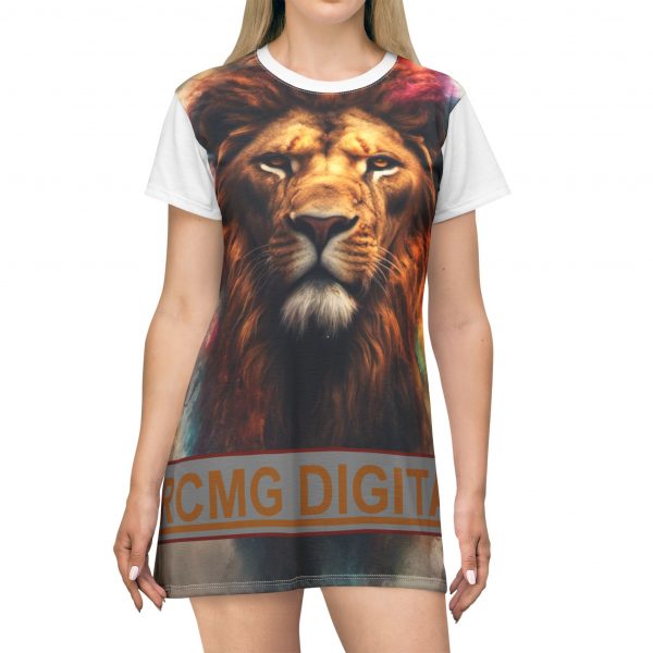 Majestic Lion T-Shirt Dress | Vibrant Art for Nature Lovers & Free Spirits